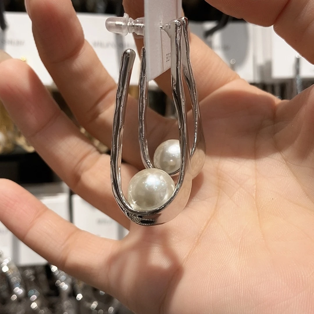 铜合金925银仿珍珠珠珠回形针