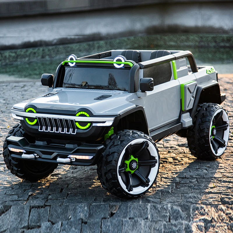 儿童电动车皮卡坦克长城炮四轮越野亲子车男女宝宝遥控车可坐大人