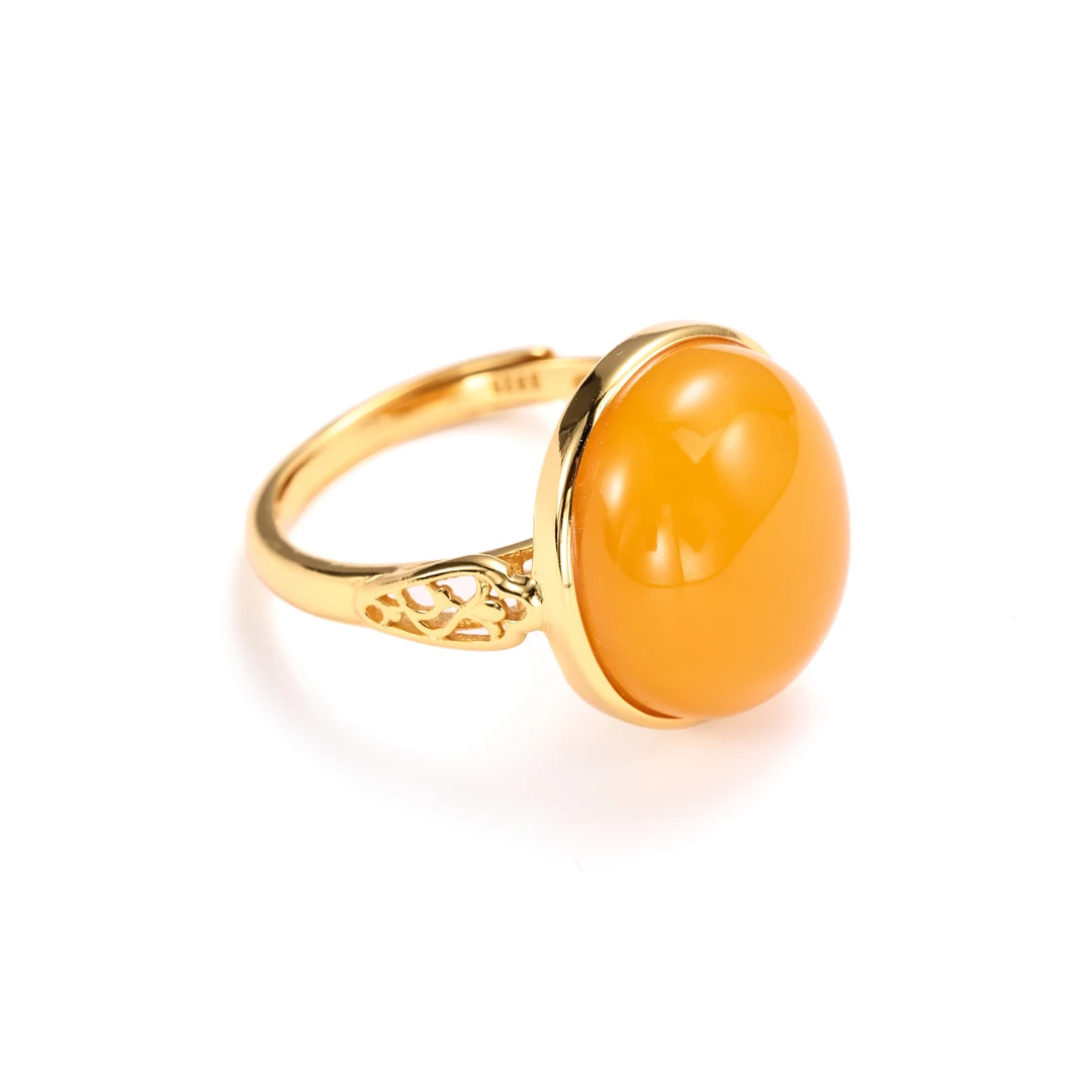 925银戒指 【S925银系列】S925银镶嵌蛋面戒指（戒面14.8x13mm)）