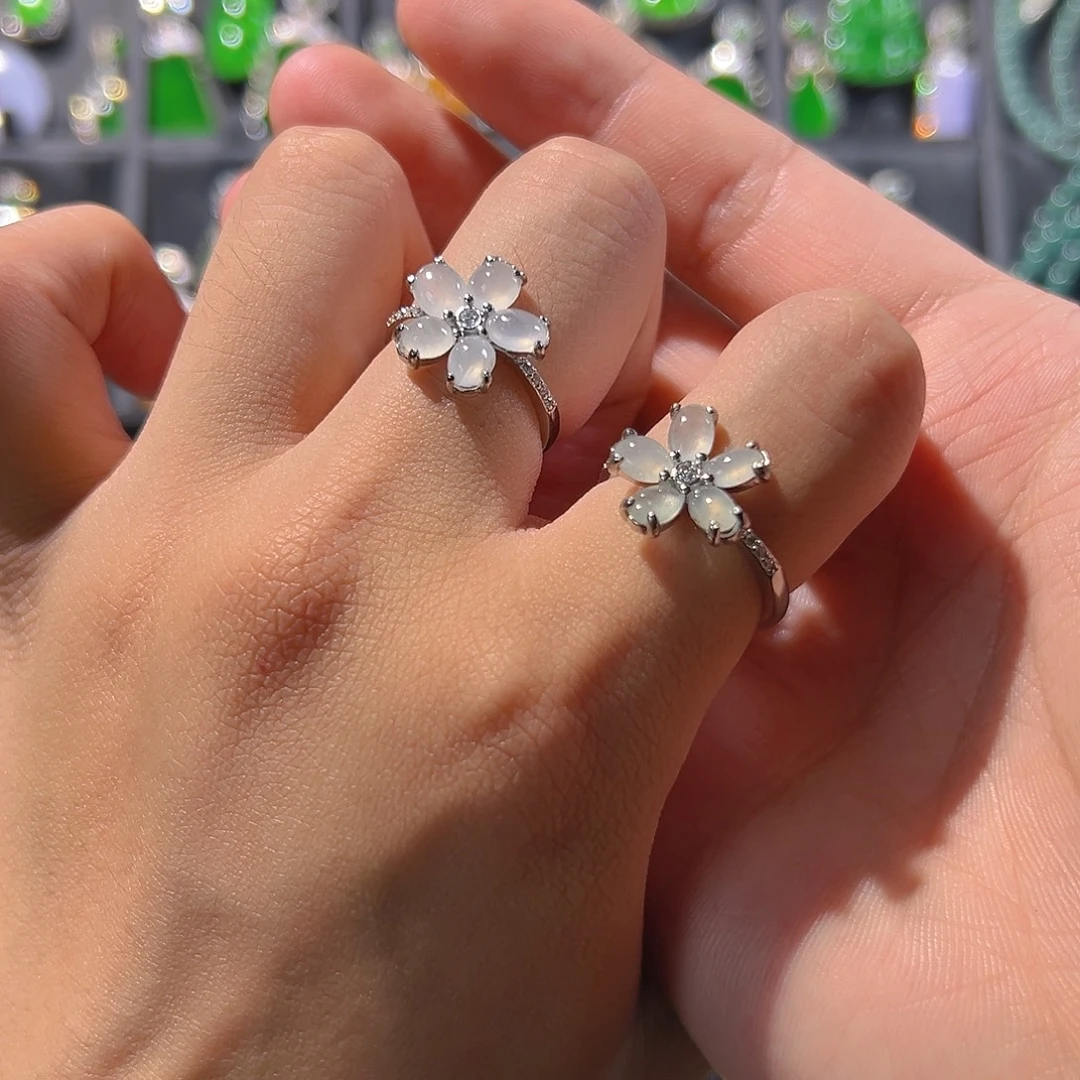 翡翠银S925镶嵌戒指戒指