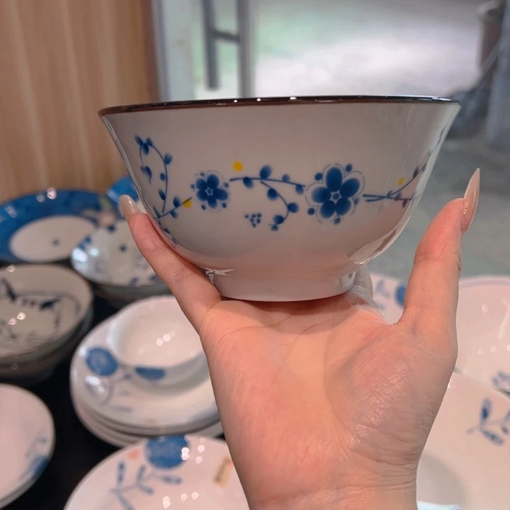 瓷小兰花5寸米饭碗4只装
