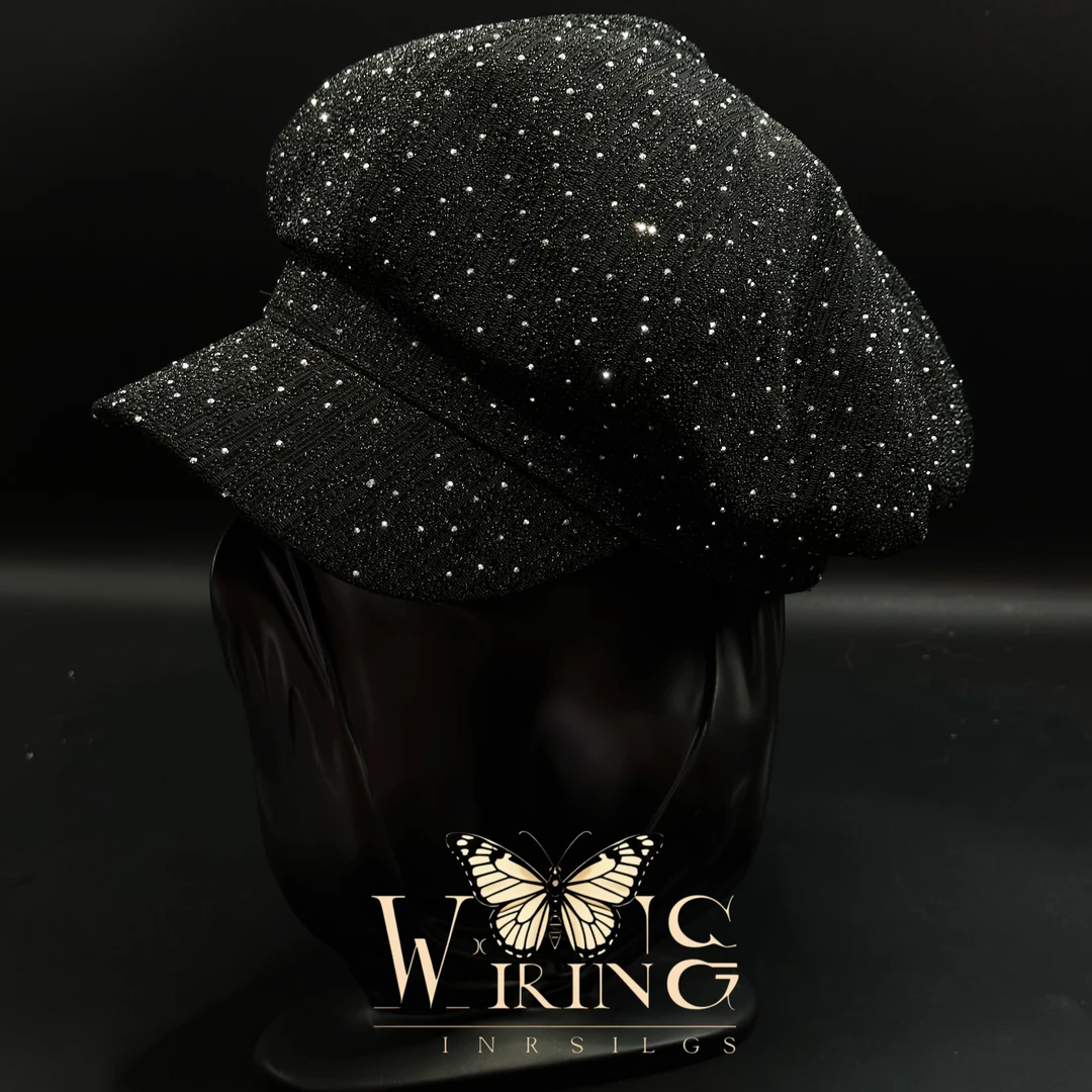 王大嘴原创 “黑银星空”奢华时尚百搭细闪星空八角帽M575