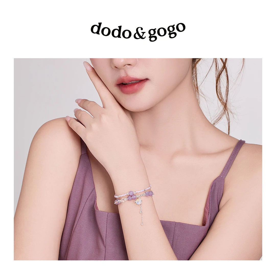 DODOGOGO 合金手链 女生气质轻奢时尚小众简约紫色ins星球手链