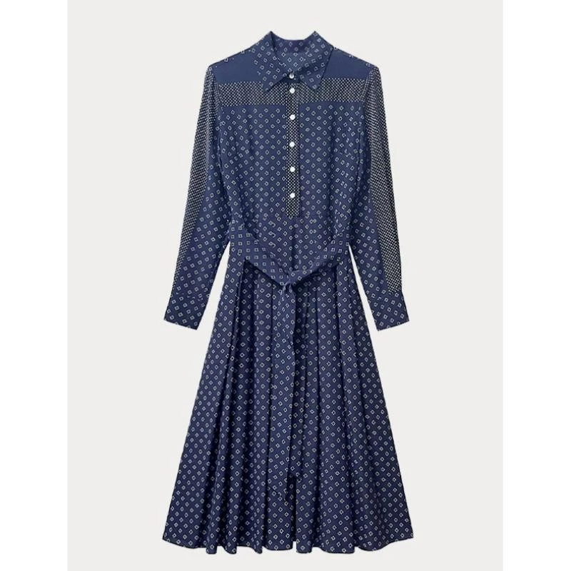 CLOTHING/墨含曼哈顿优雅收腰显瘦桑蚕丝连衣裙A23.WJ17