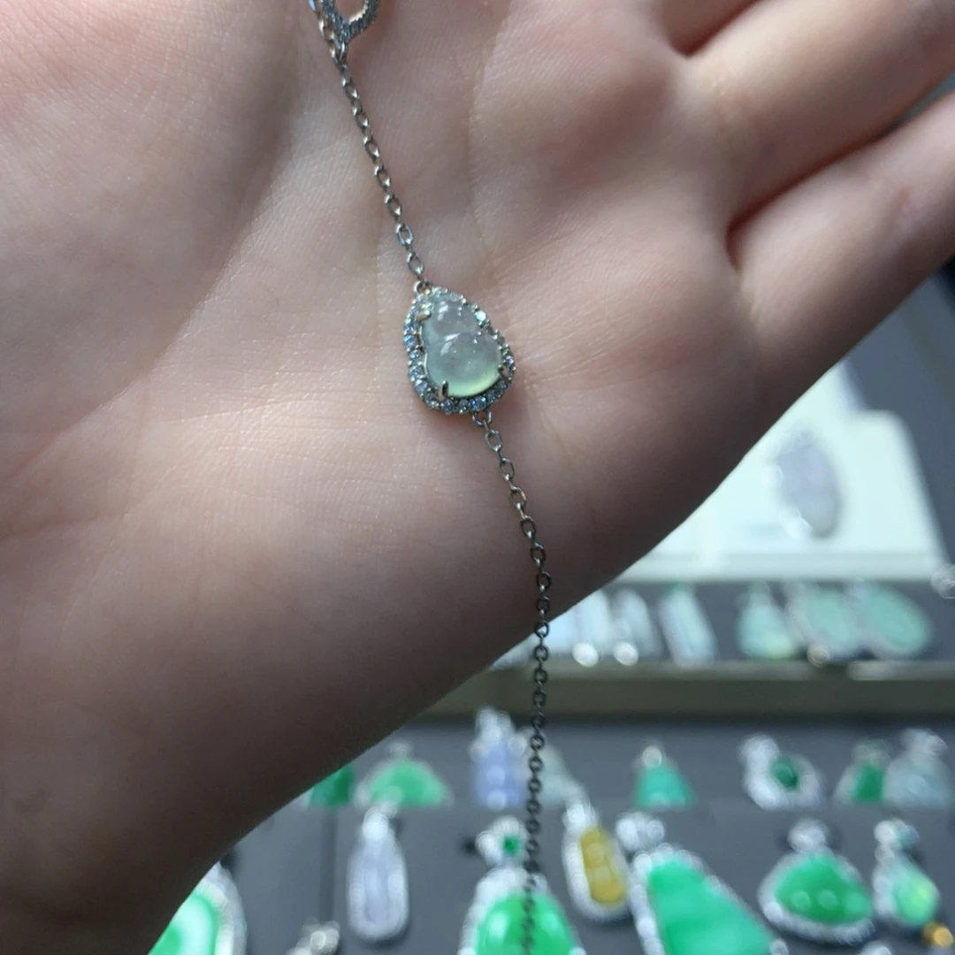 翡翠银S925镶嵌挂件