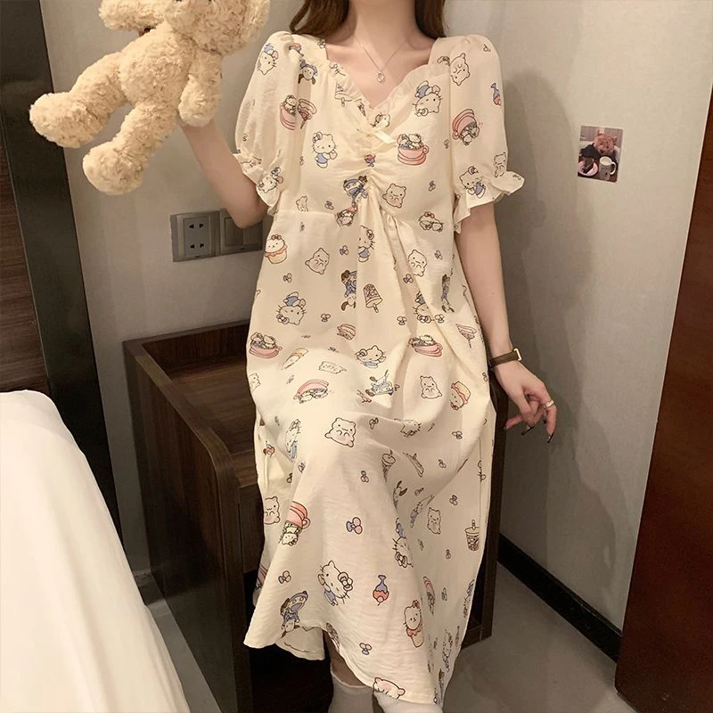 【找到对应编码】天丝棉夏季睡裙女宽松春秋家居服女三件套家居服