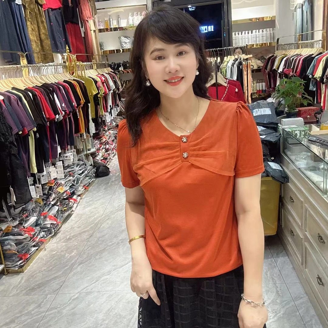 34-9507休闲V领T恤58长