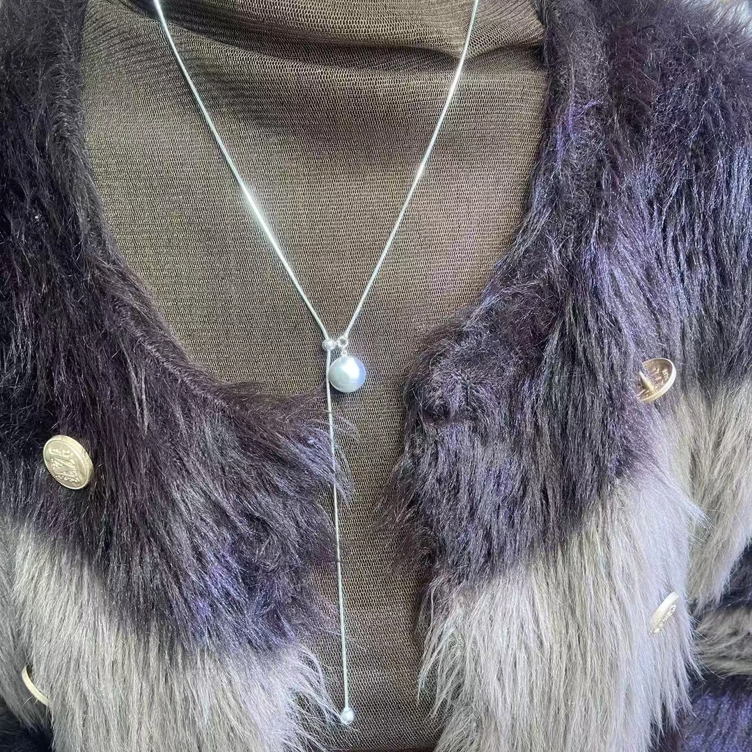 钛钢项链 拉丝珠实心毛衣链抽拉绳