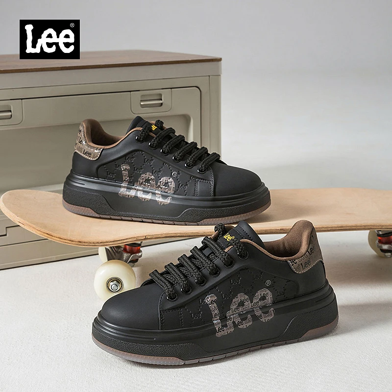 Lee2025冬季新款男士真皮爆款运动鞋厚底小白鞋时尚潮流厚底鞋