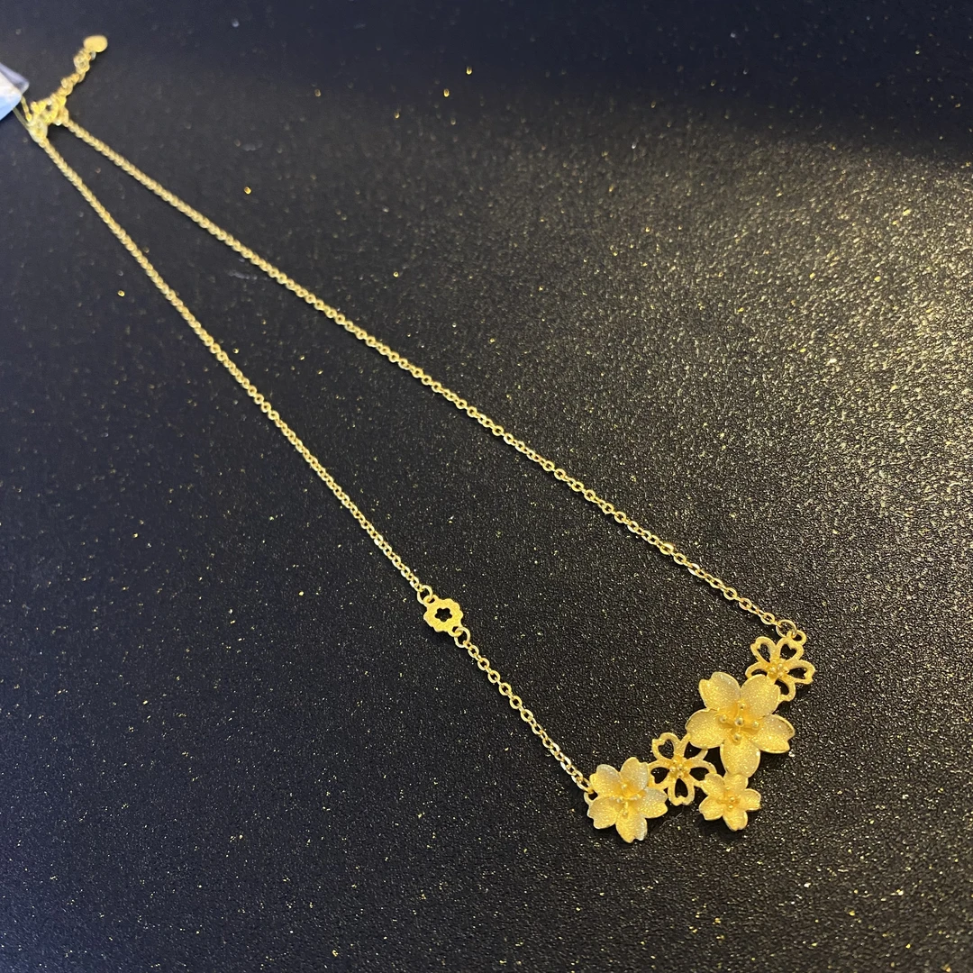 水贝国韵黄金珠宝【足金999三生花项链】