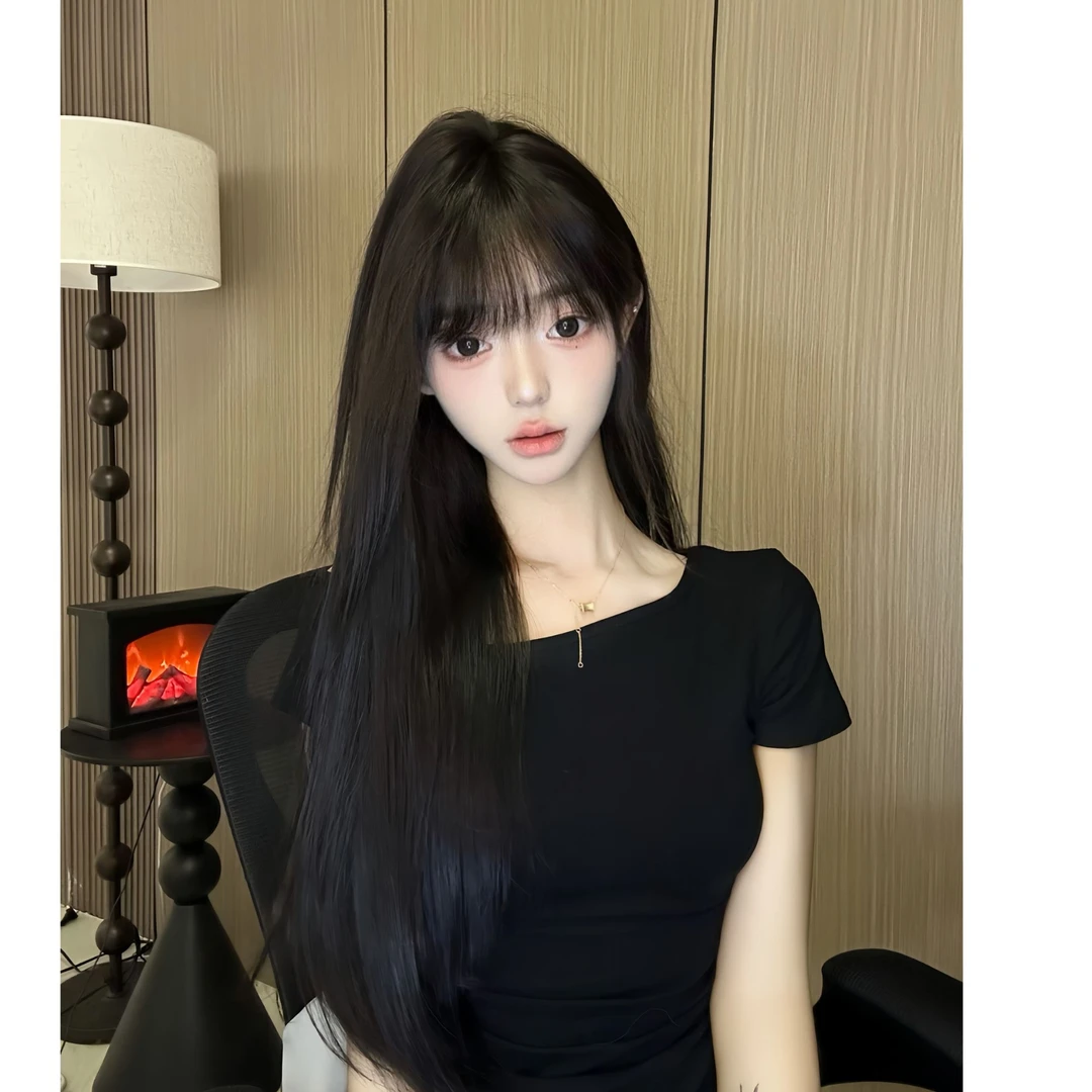 65CM空气刘海高层次不用戴发网一片式假发（含人发）