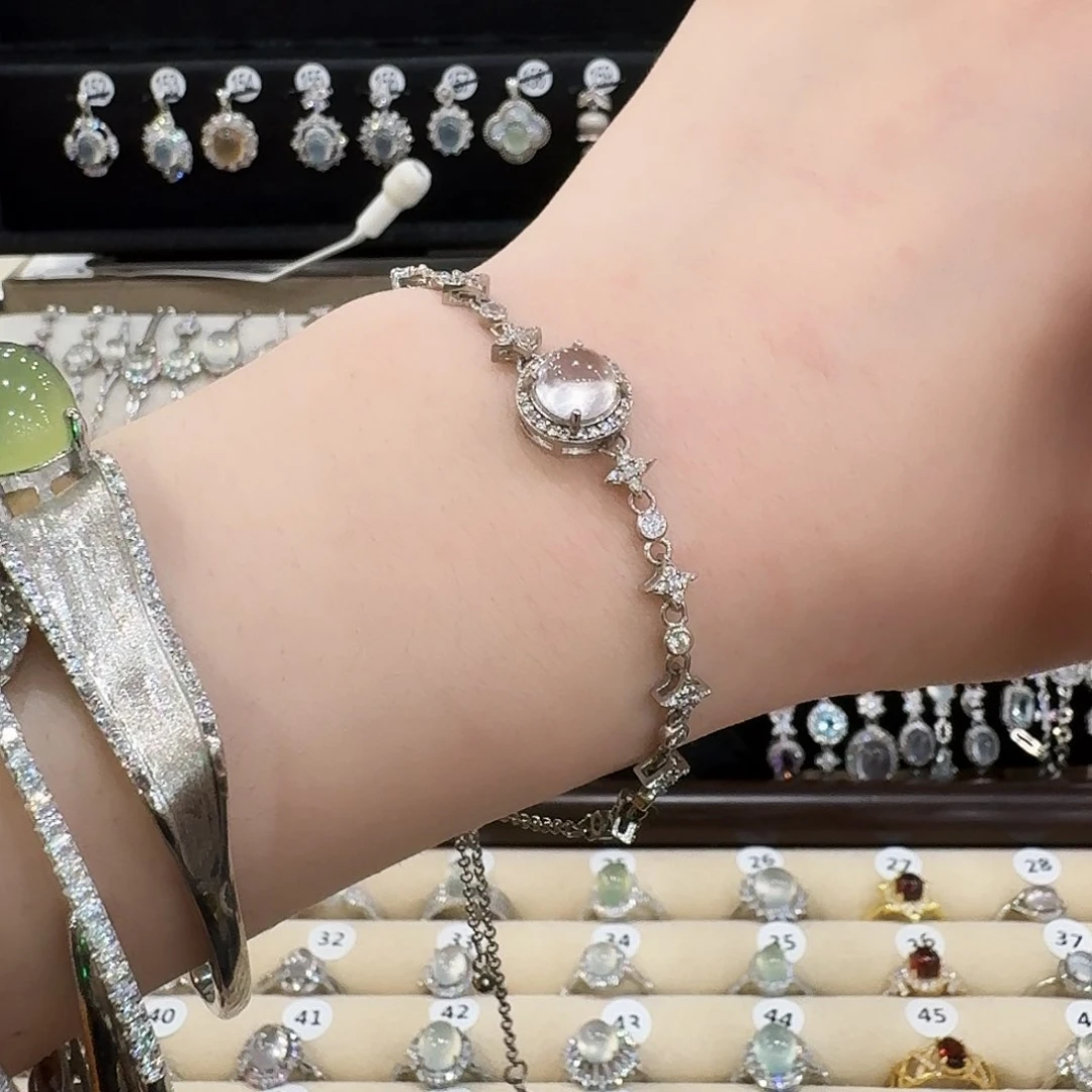 芙蓉石手链银S925镶嵌好**.