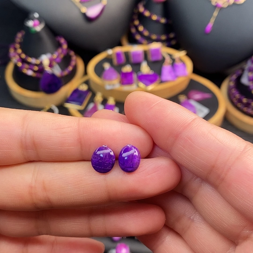 苏纪石（舒俱来）银S925镶嵌耳饰