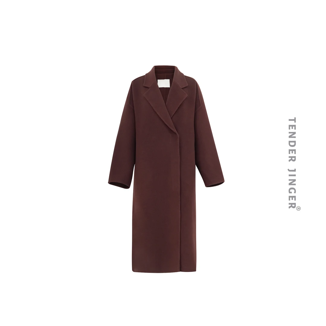 Tender Jinger【专柜】冬平驳领羊毛羊绒长款大衣 T2310CH48625