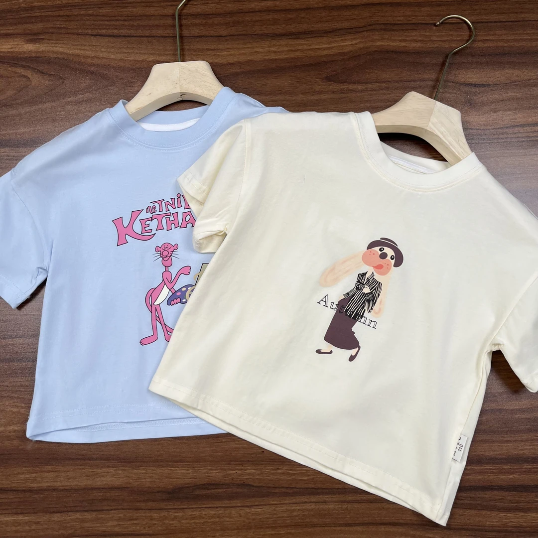 2025重磅冰感索罗娜短袖T恤圆领印花卡通短袖男童女童夏季休闲