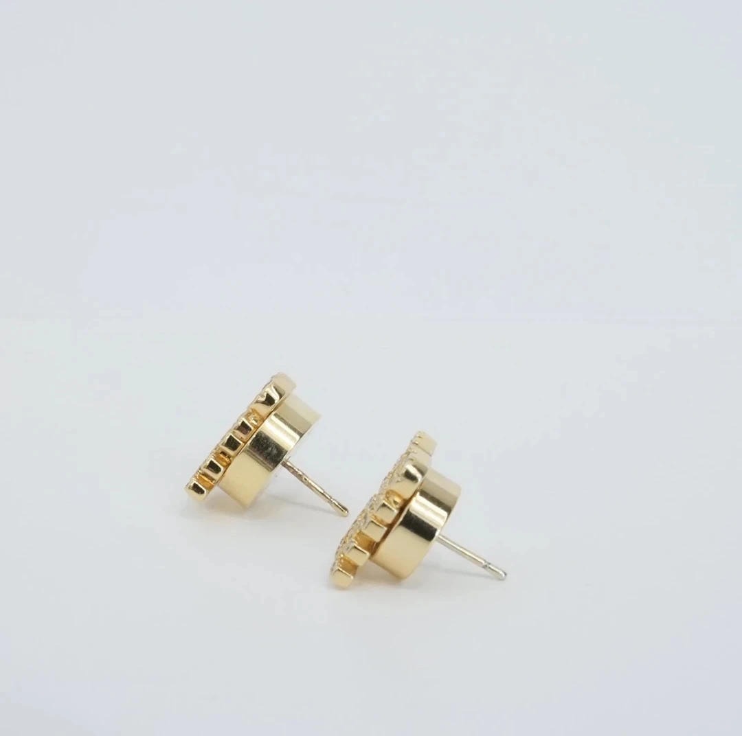 铜合金耳饰 【m家双字母】镶钻气质耳钉