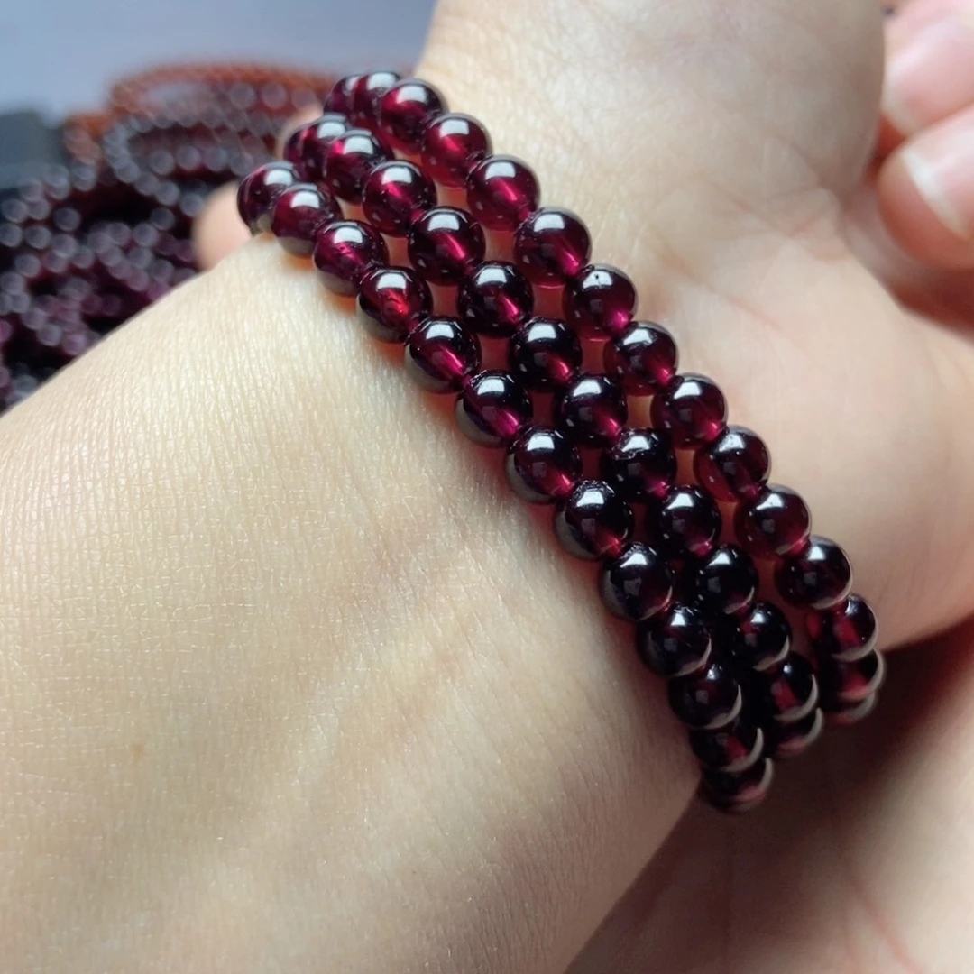 未镶嵌手链石榴石5.3酒红色