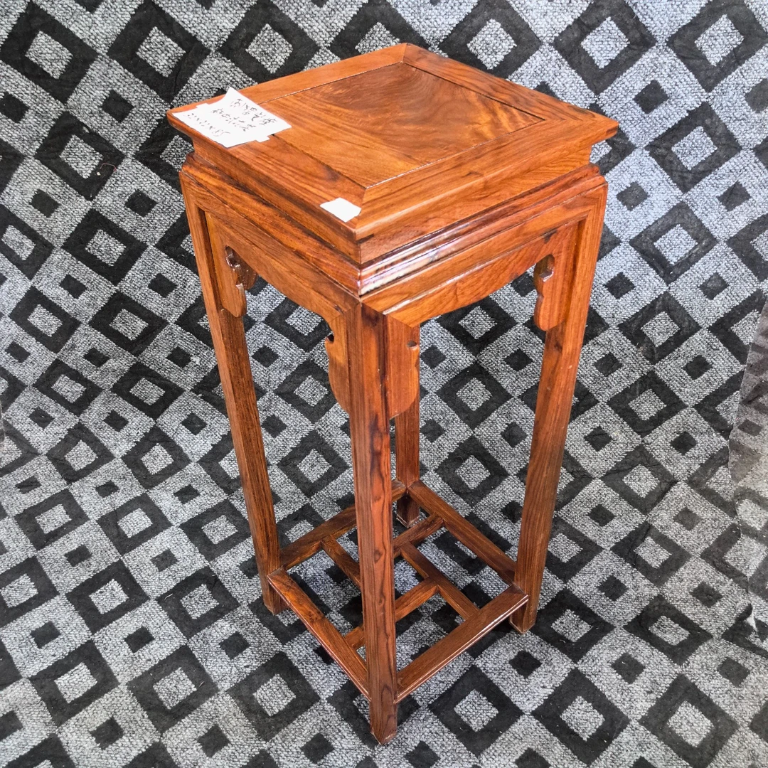 刺猬紫檀花架32*32*85全实木榫卯结构