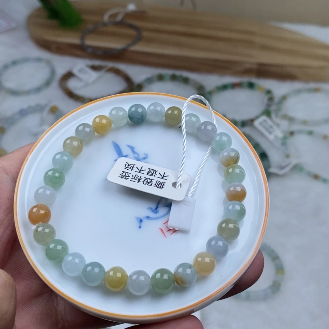 翡翠散珠卡6.5圆珠手串