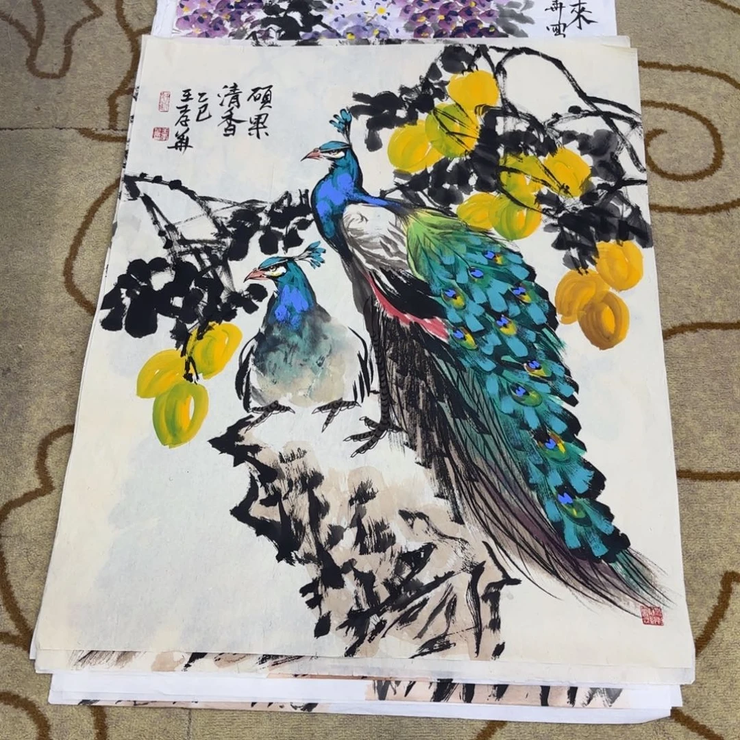 国画王孝华六尺三开艺