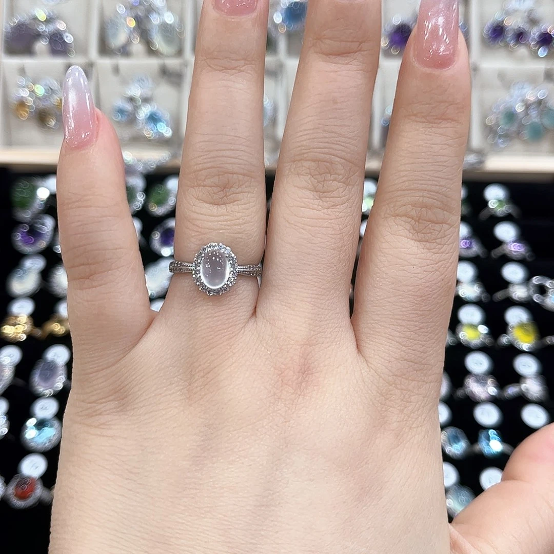 岫玉银S925镶嵌戒指