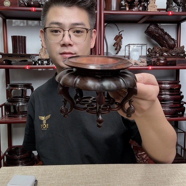 大红酸枝工艺品底座