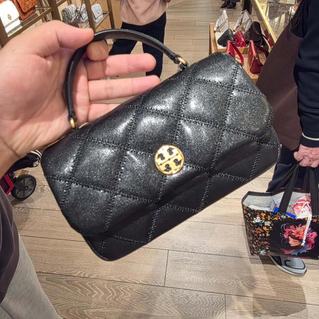 【预售】ToryBurch/汤丽柏琦Willa黑金小号方胖子手提斜挎包153399