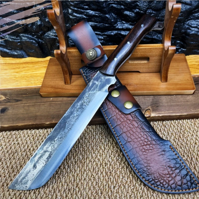 【破风】弹簧钢手工锻打锤纹户外露营野营丛林探险排障多功能刀具