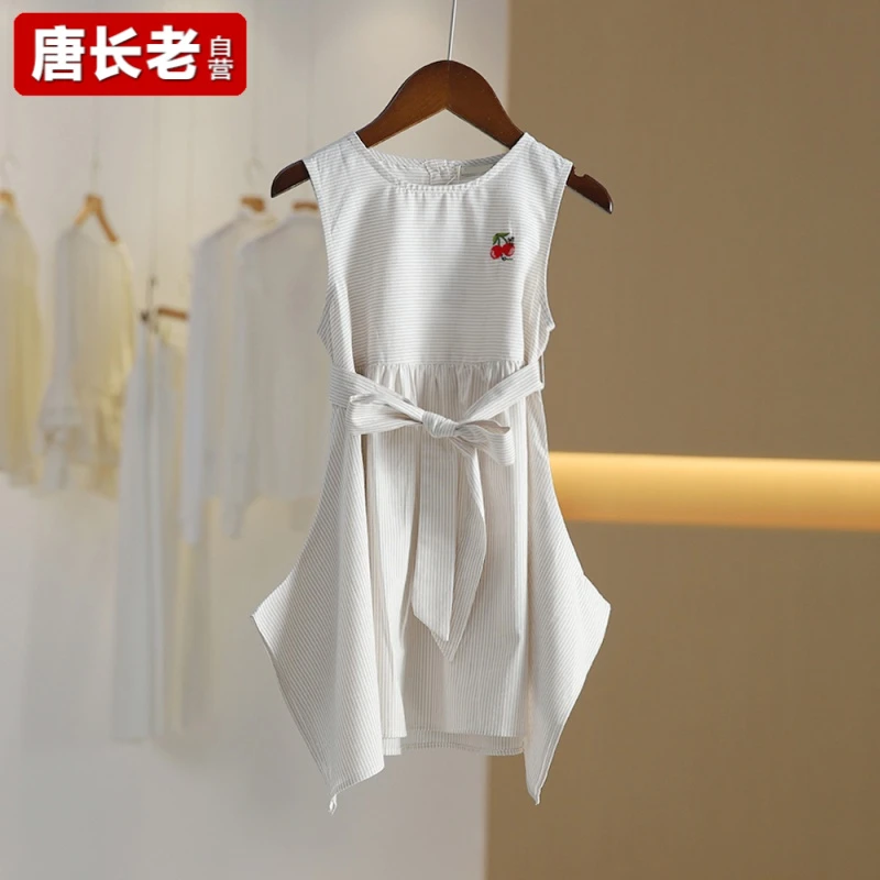 【唐长老自营】10694童装新款时尚休闲夏季纯色无袖设计感连衣裙