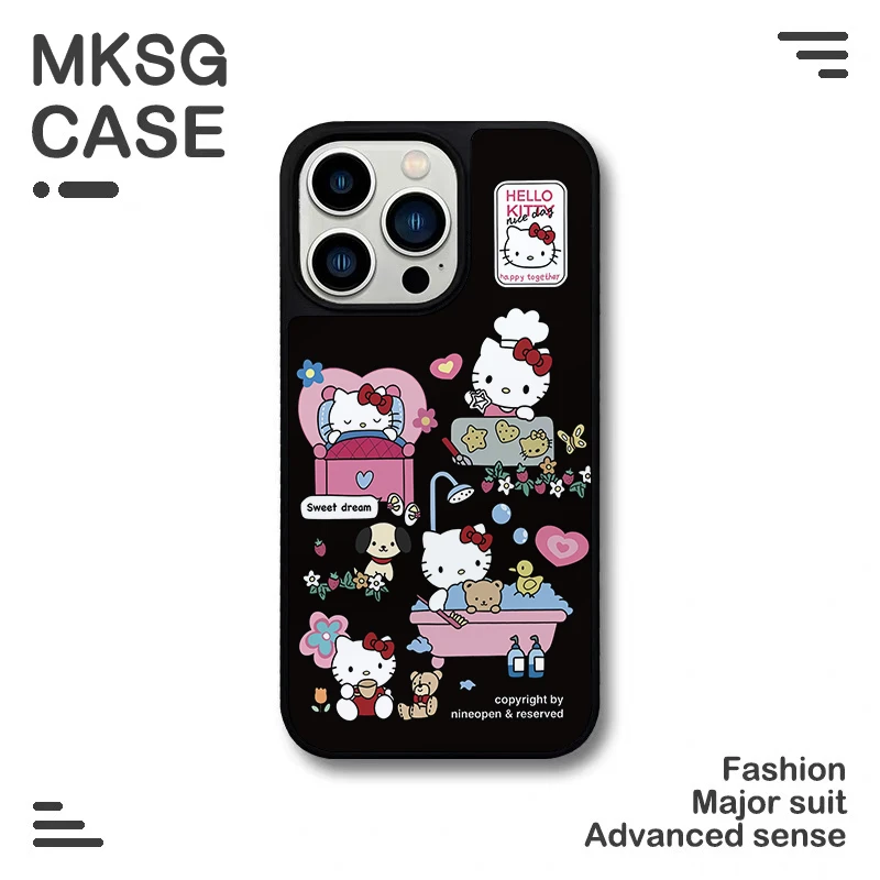 ins黑色kt猫适用苹果16promax手机壳iphone15新款14女1312华为p70