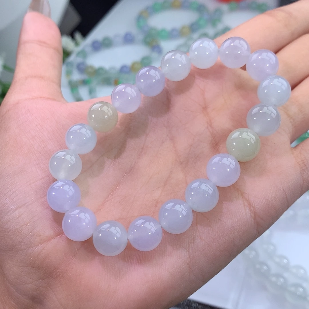 翡翠未镶嵌手链6号 浅色系冰马卡龙手串