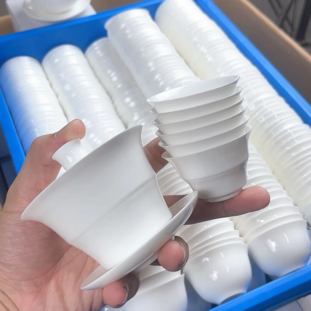 90竹节盖碗+6个35ml竹节杯骨瓷