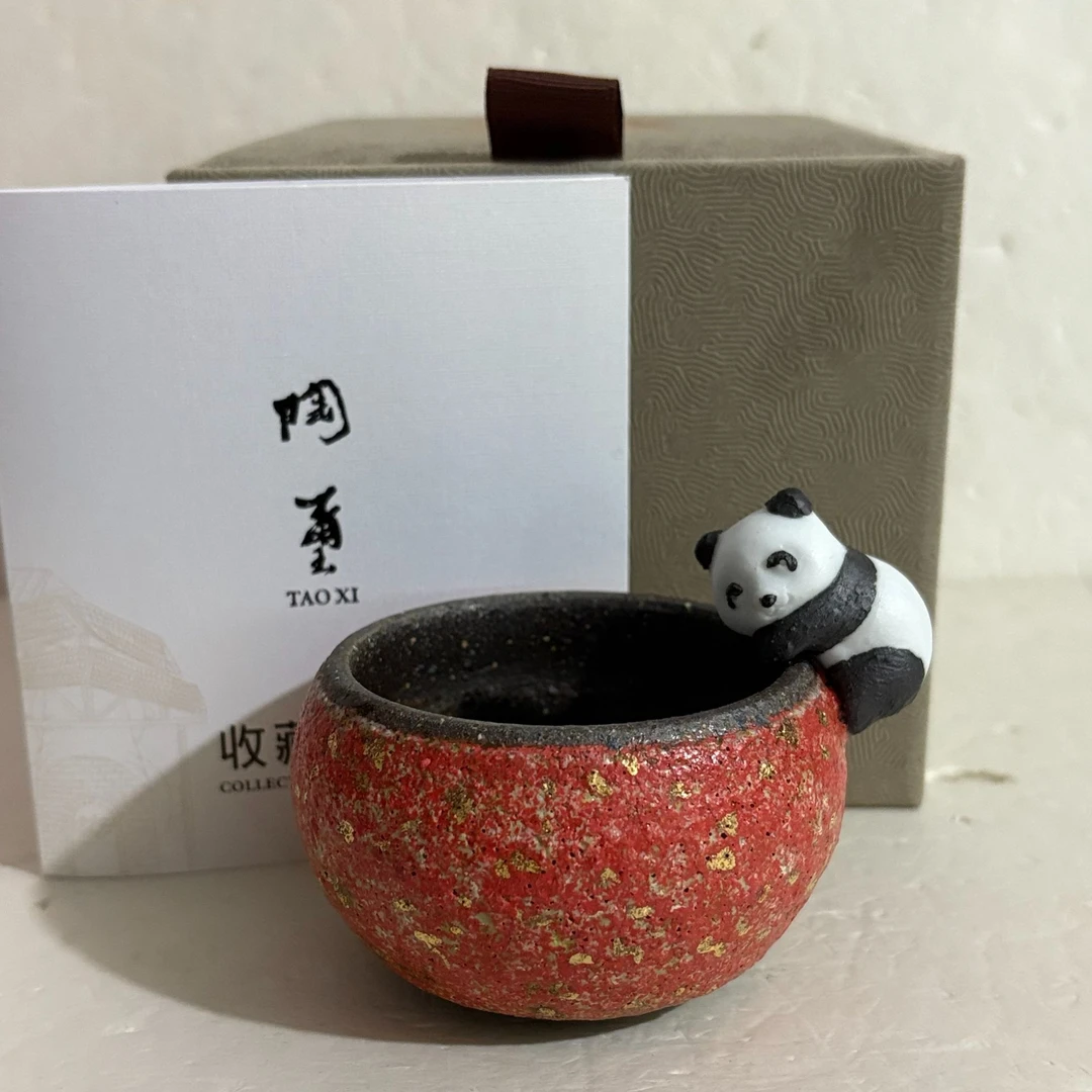 【非遗好物】红金-高越-熊猫杯70ml（Q9554）