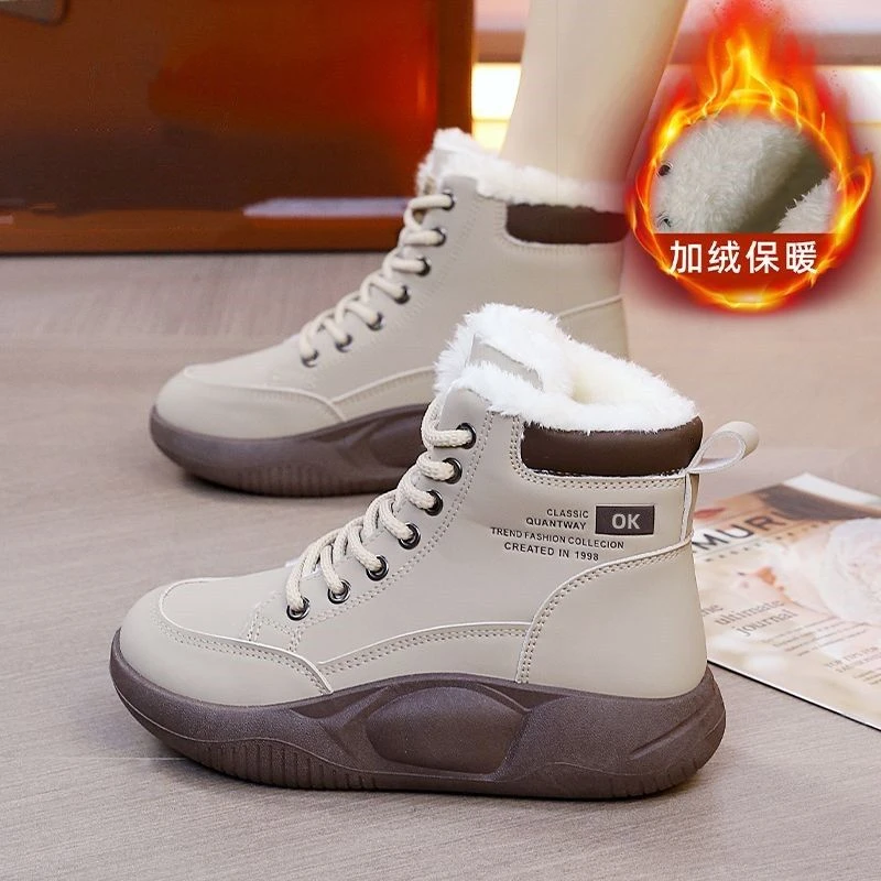 2024冬季新款加绒加厚雪地靴女百搭厚底防滑棉靴时尚软底高帮棉鞋