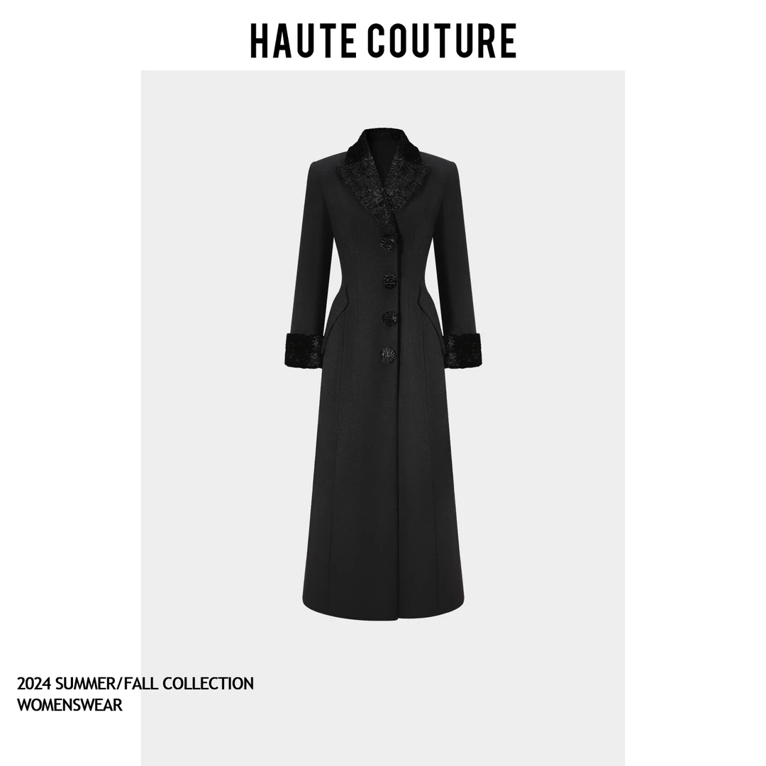 2024冬季加厚法式复古长外套C7471