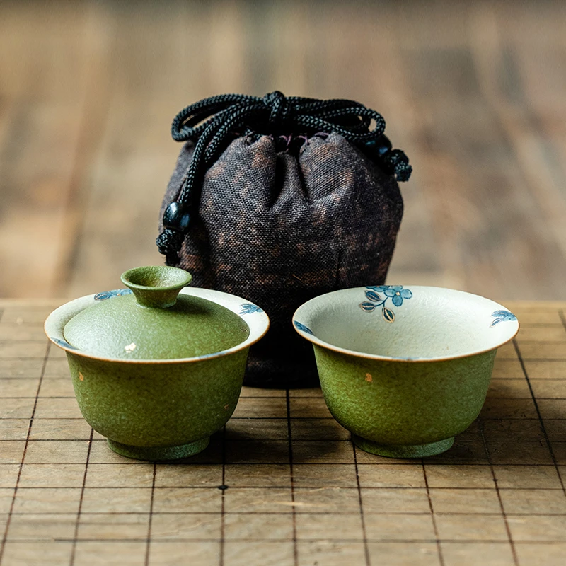 （阿萌茶事）碧山绿万物有灵盖碗茶杯旅行套装