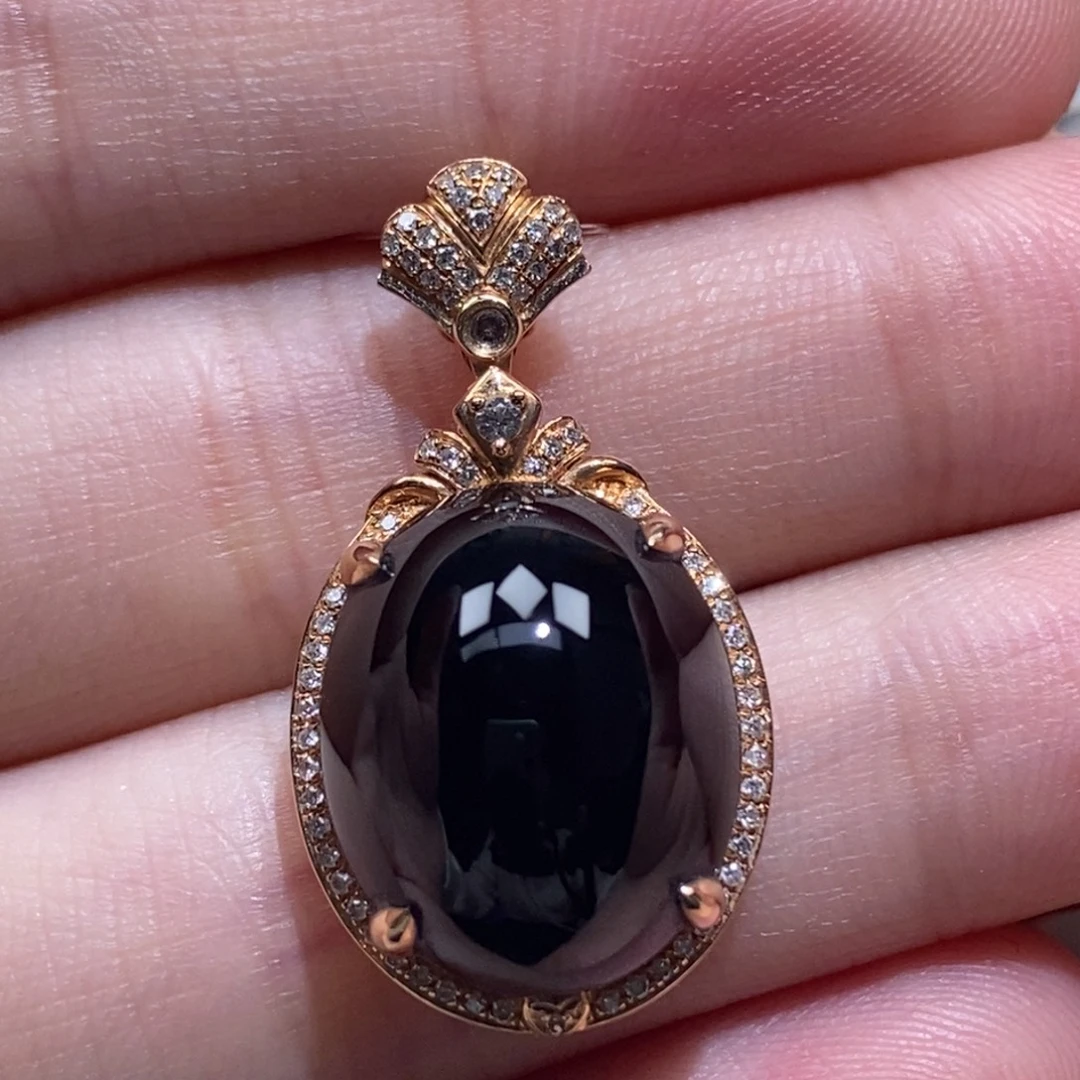 翡翠18K金镶嵌吊坠(不含链)