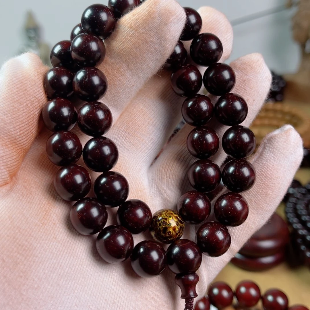 小叶紫檀手串/手链1.2高油润鳞底金星双圈手持