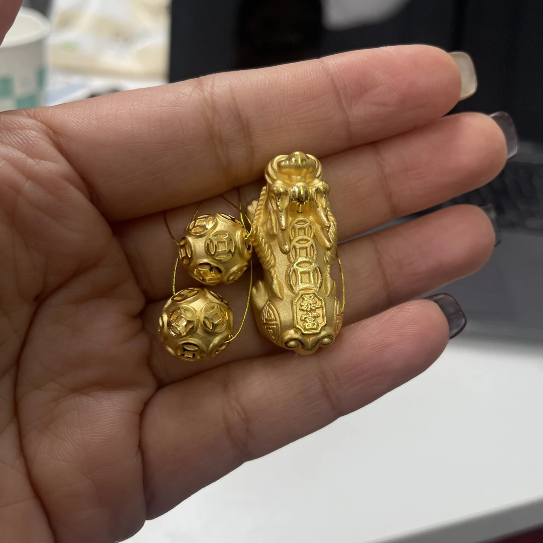 足金钱币元宝貔貅手串