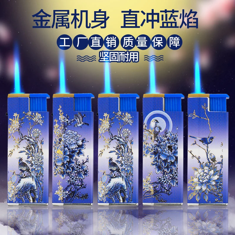 爆款金属防风打火机蓝焰直冲六棱凹凸手感撒金设计金属打火机加厚