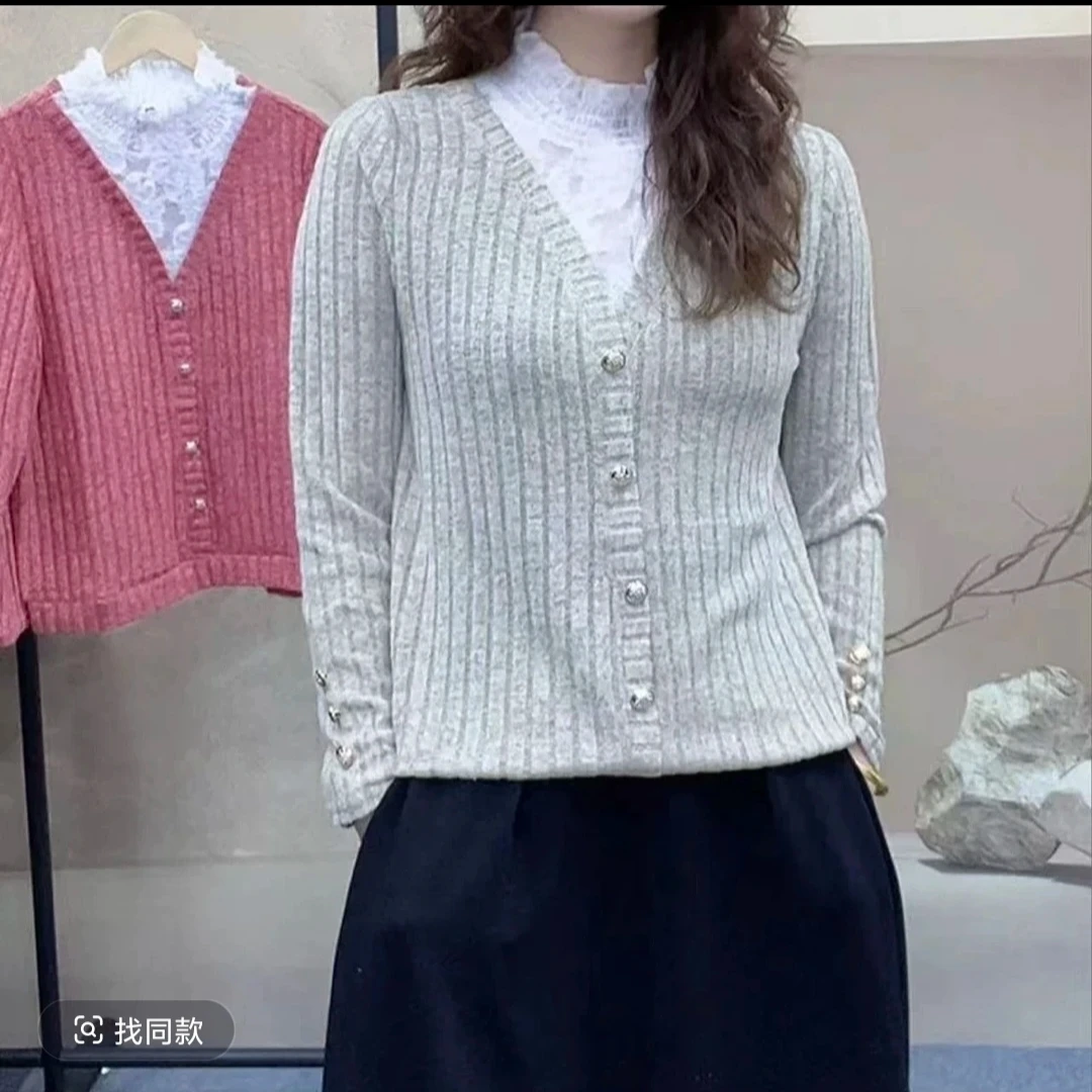 春秋新款欧货爆款T恤【蕾丝拼接】高领时尚休闲洋气百搭长袖女