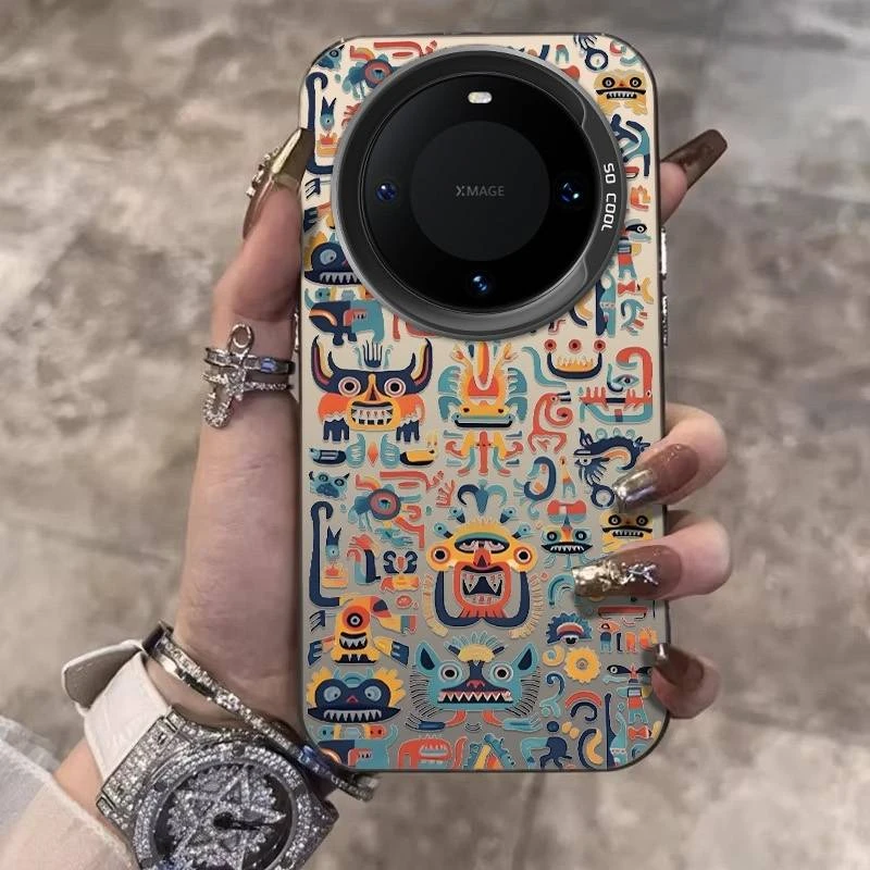 玛雅图腾适用华为mate60Pro手机壳创意mt70防摔P70个性全包保护套