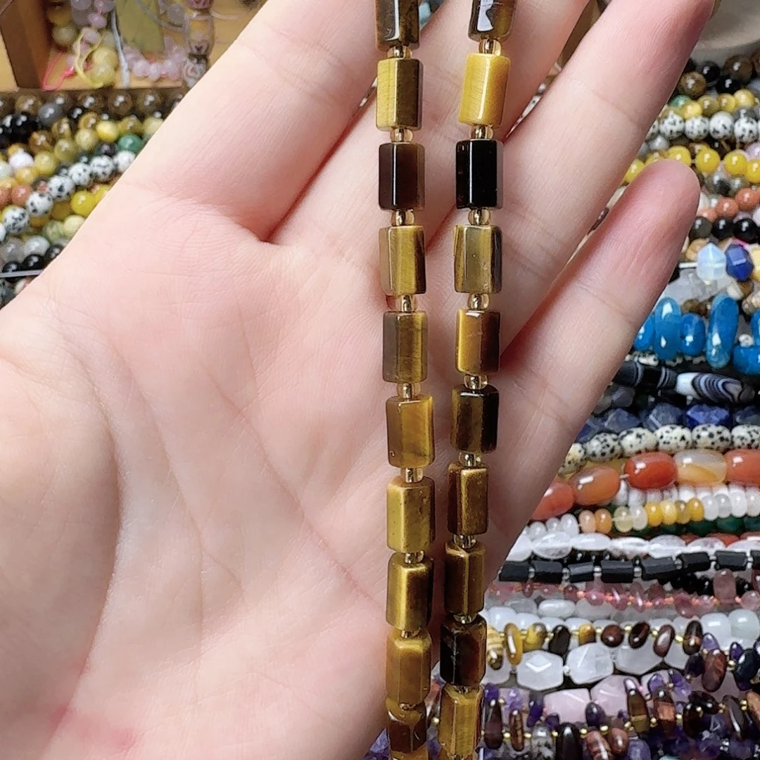 玛瑙/玉髓未镶嵌珠宝半成品虎眼柱子一条