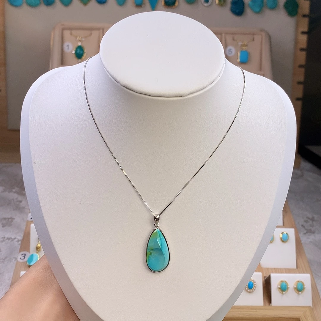 银S925镶嵌绿松石颈饰