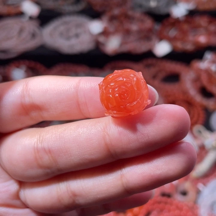 南红玛瑙未镶嵌配饰手串牡丹花1725打孔备注