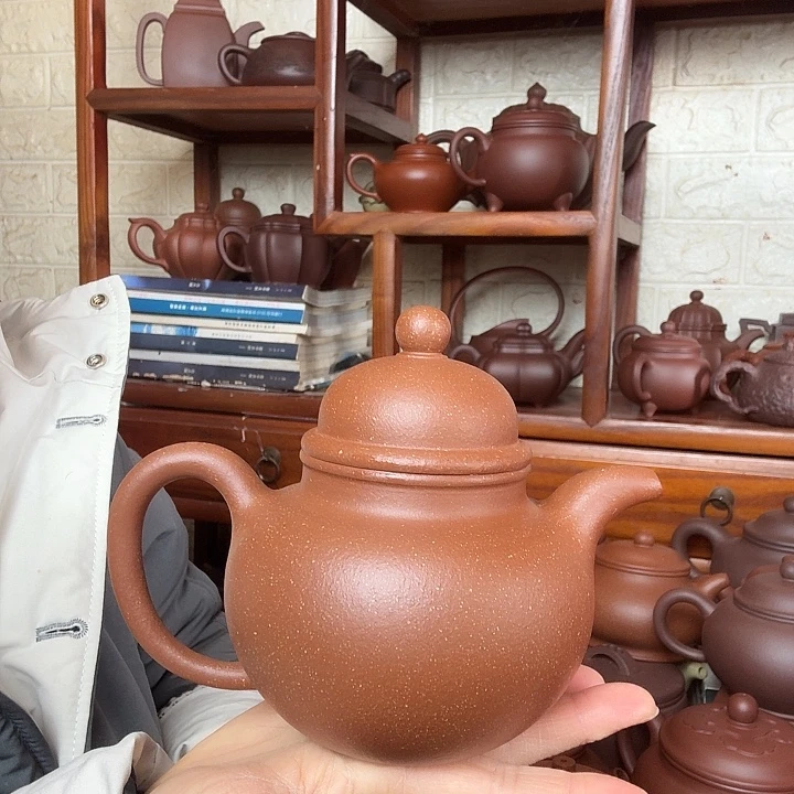 茶壶紫砂掇球500cc精工半个手工