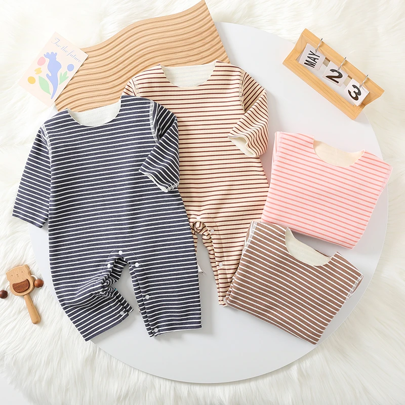 新款春秋儿童女宝宝加厚秋冬连体衣婴幼儿保暖哈衣洋气爬服