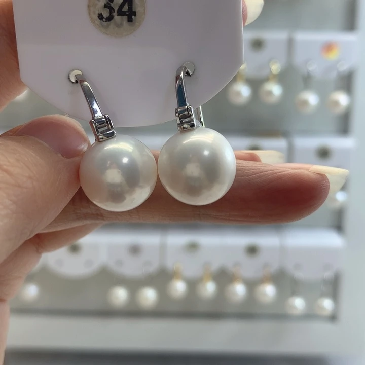 淡水珍珠耳饰银S925镶嵌