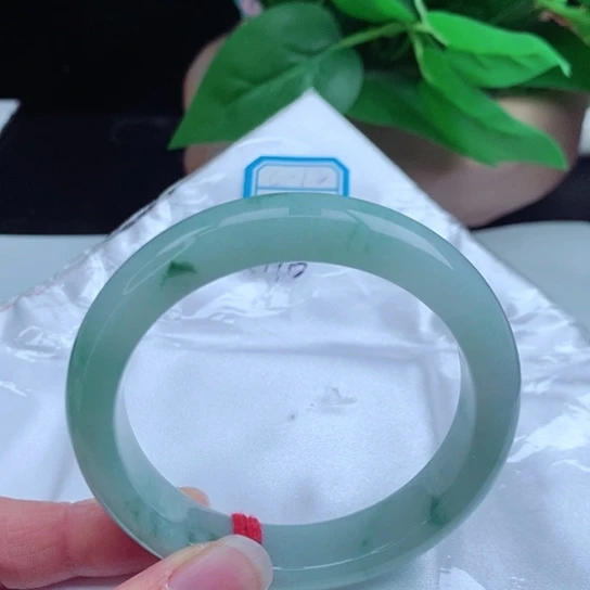 翡翠手镯足银镀金镶嵌     正圈57