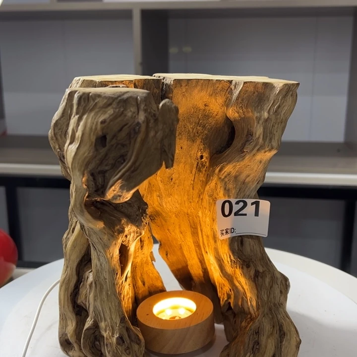木石榴木榴疤镂空树灯摆件